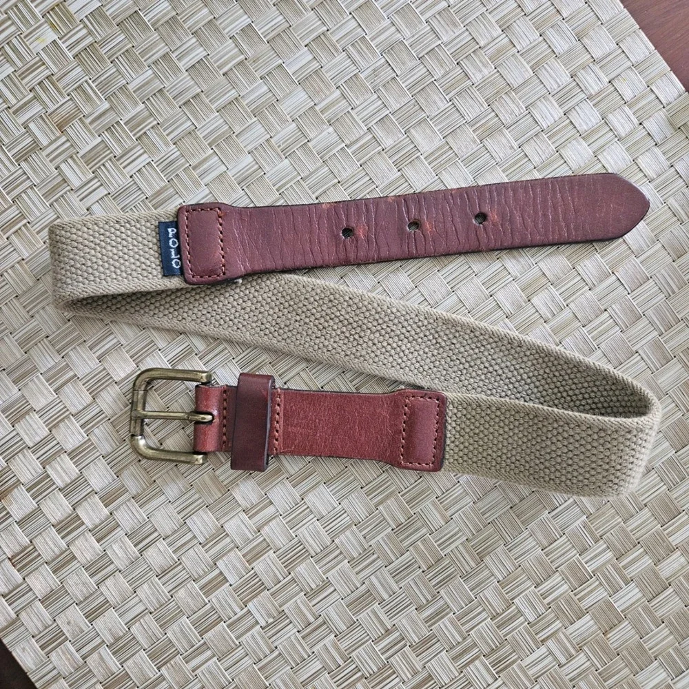 Polo Ralph Lauren Stretch Belt Kids Leather Belt Canvas Brown Golf 22/55